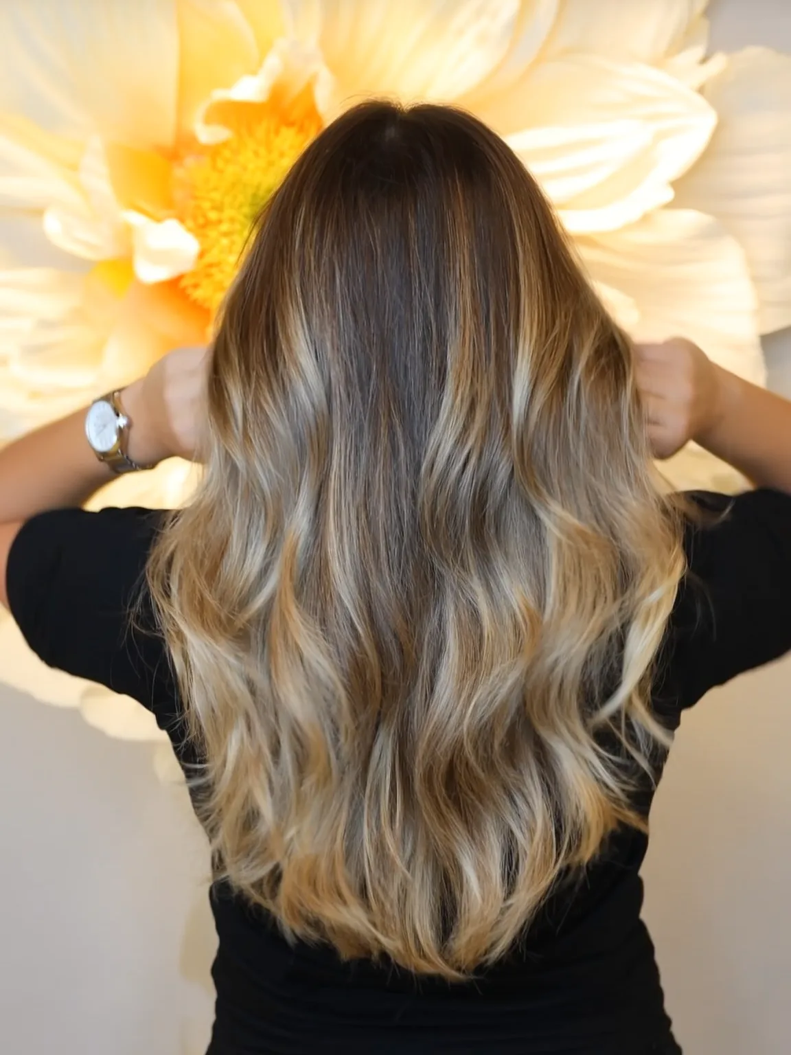 Long Layered Waves with Honey Blonde Balayage